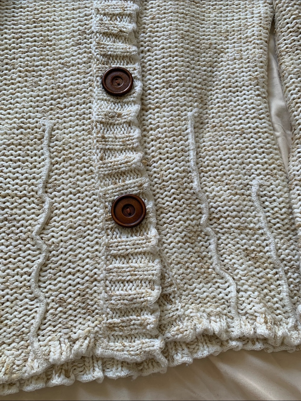 BCBGMaxAzria Cream Chunky Knit Button-Front Cardigan - Picture 5 of 5